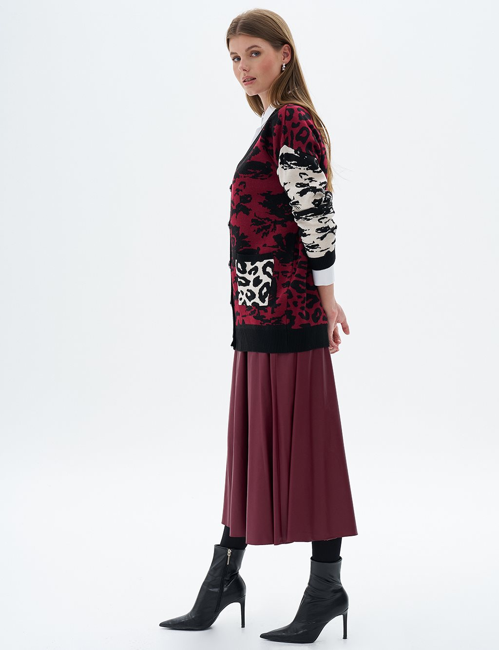 Abstract Patterned Knitwear Cardigan Black