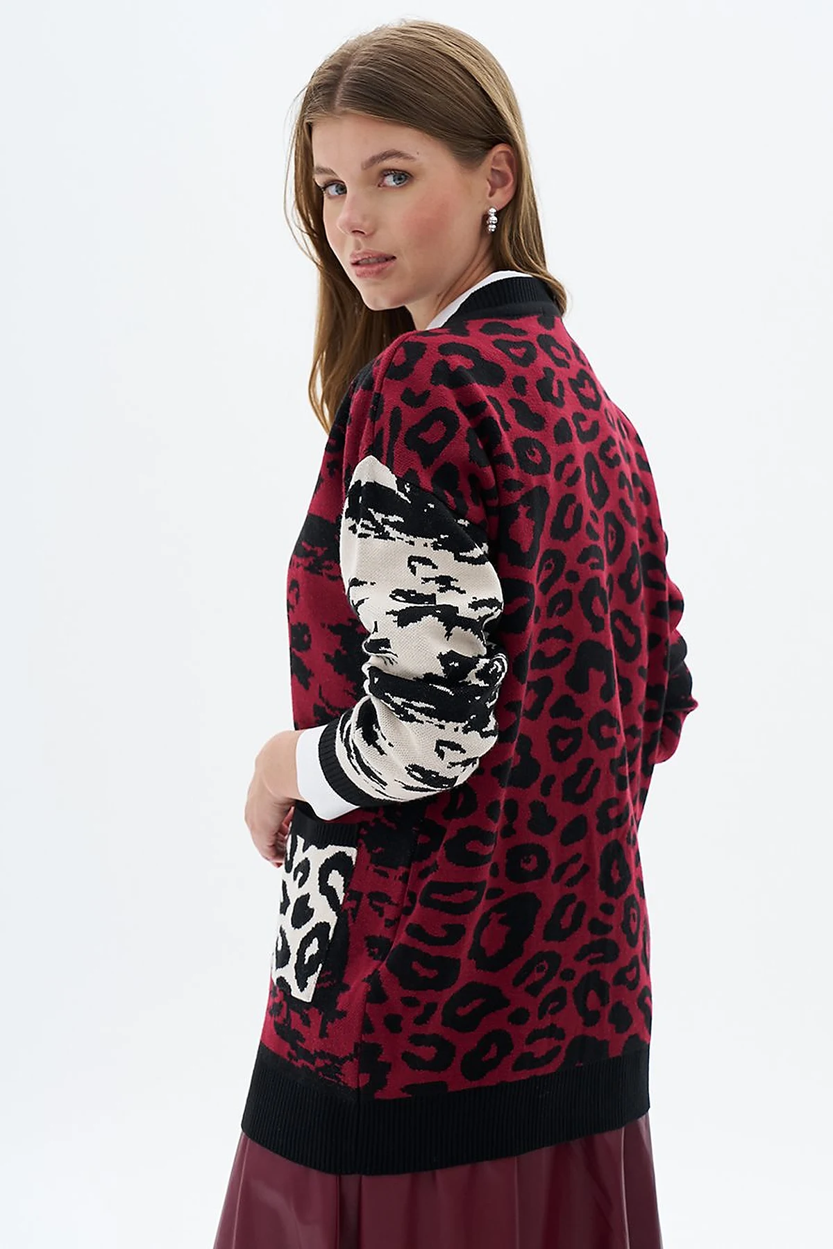 Abstract Patterned Knitwear Cardigan Black