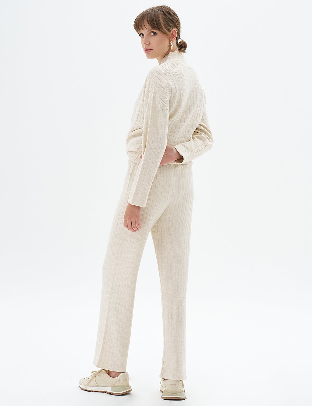 Elastic Waist Knitwear Pants Stone