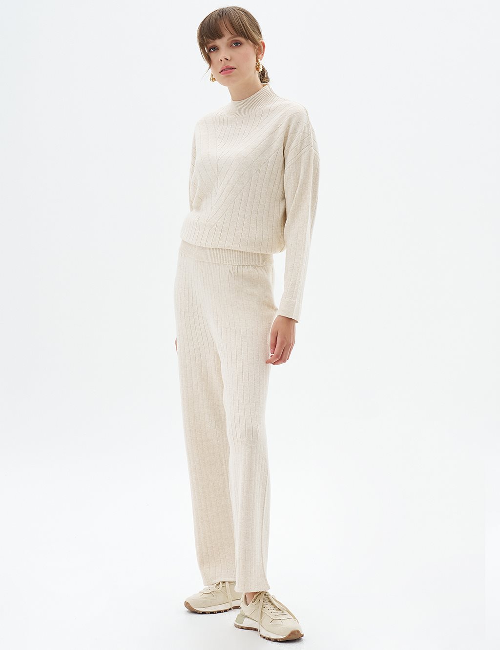 Elastic Waist Knitwear Pants Stone