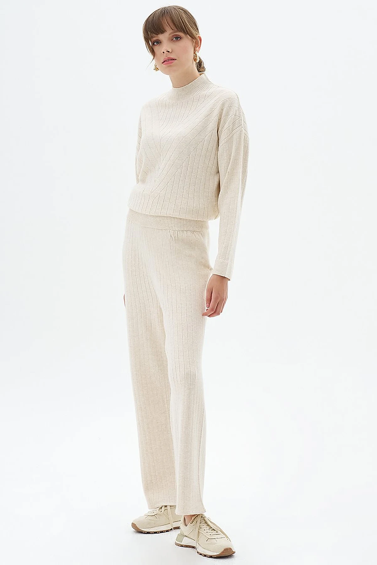 Elastic Waist Knitwear Pants Stone
