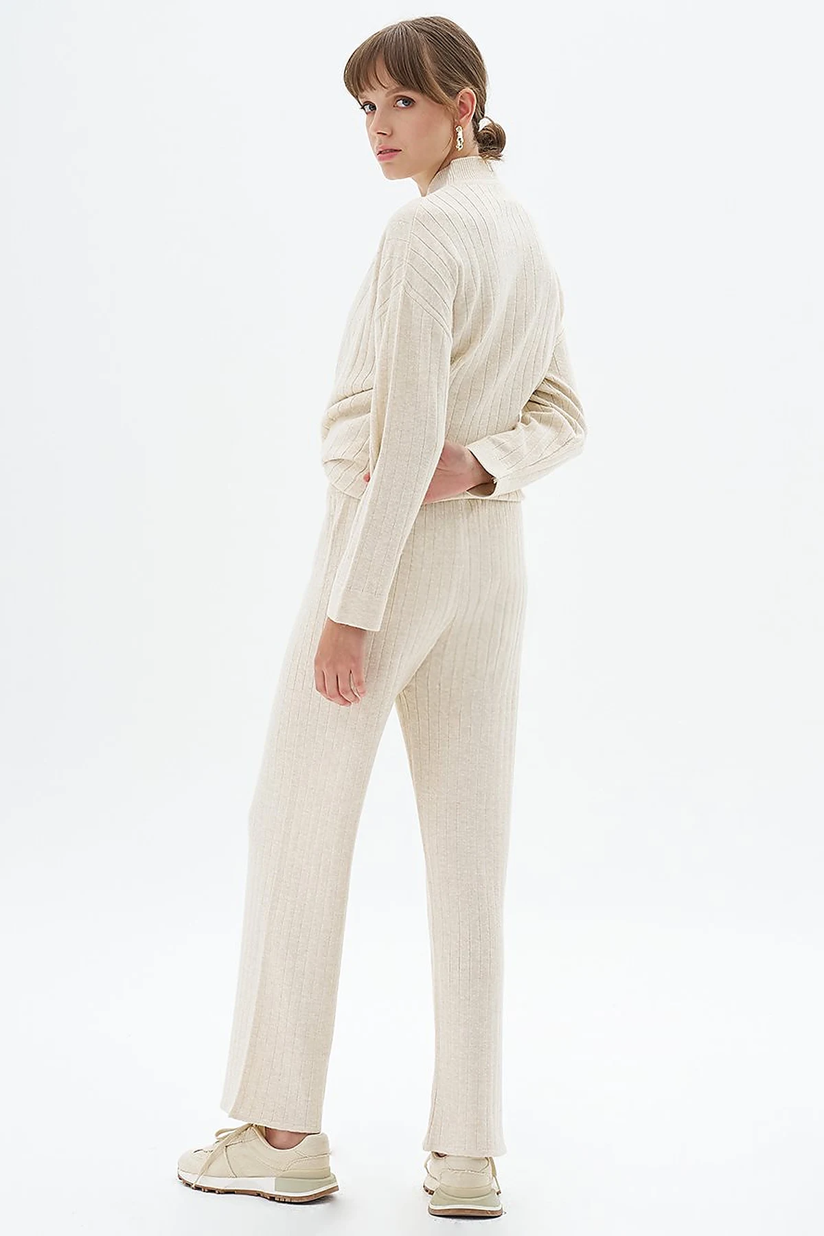 Elastic Waist Knitwear Pants Stone