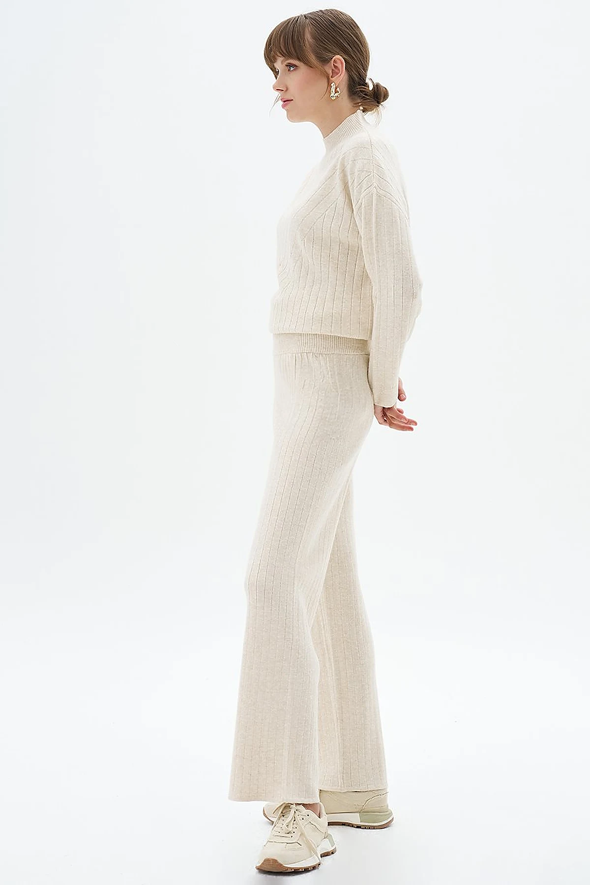 Elastic Waist Knitwear Pants Stone