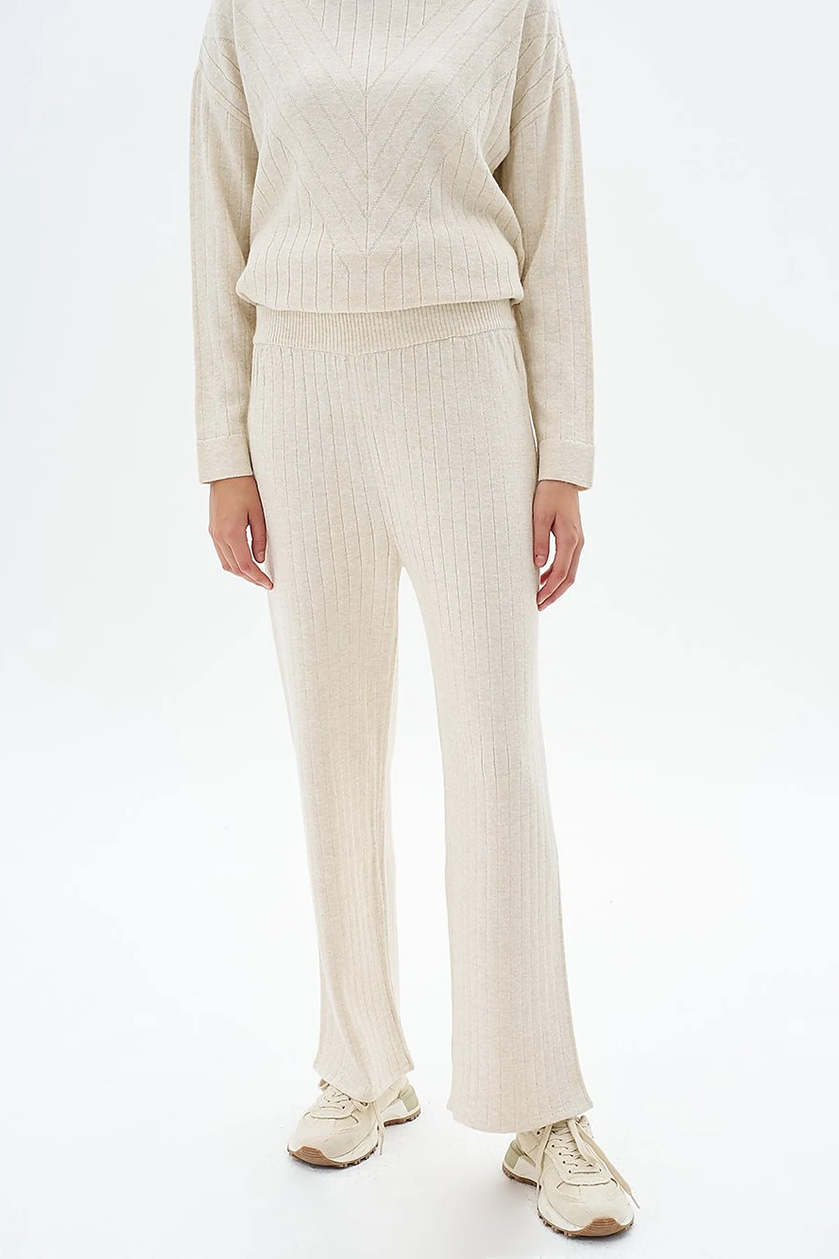 Elastic Waist Knitwear Pants Stone