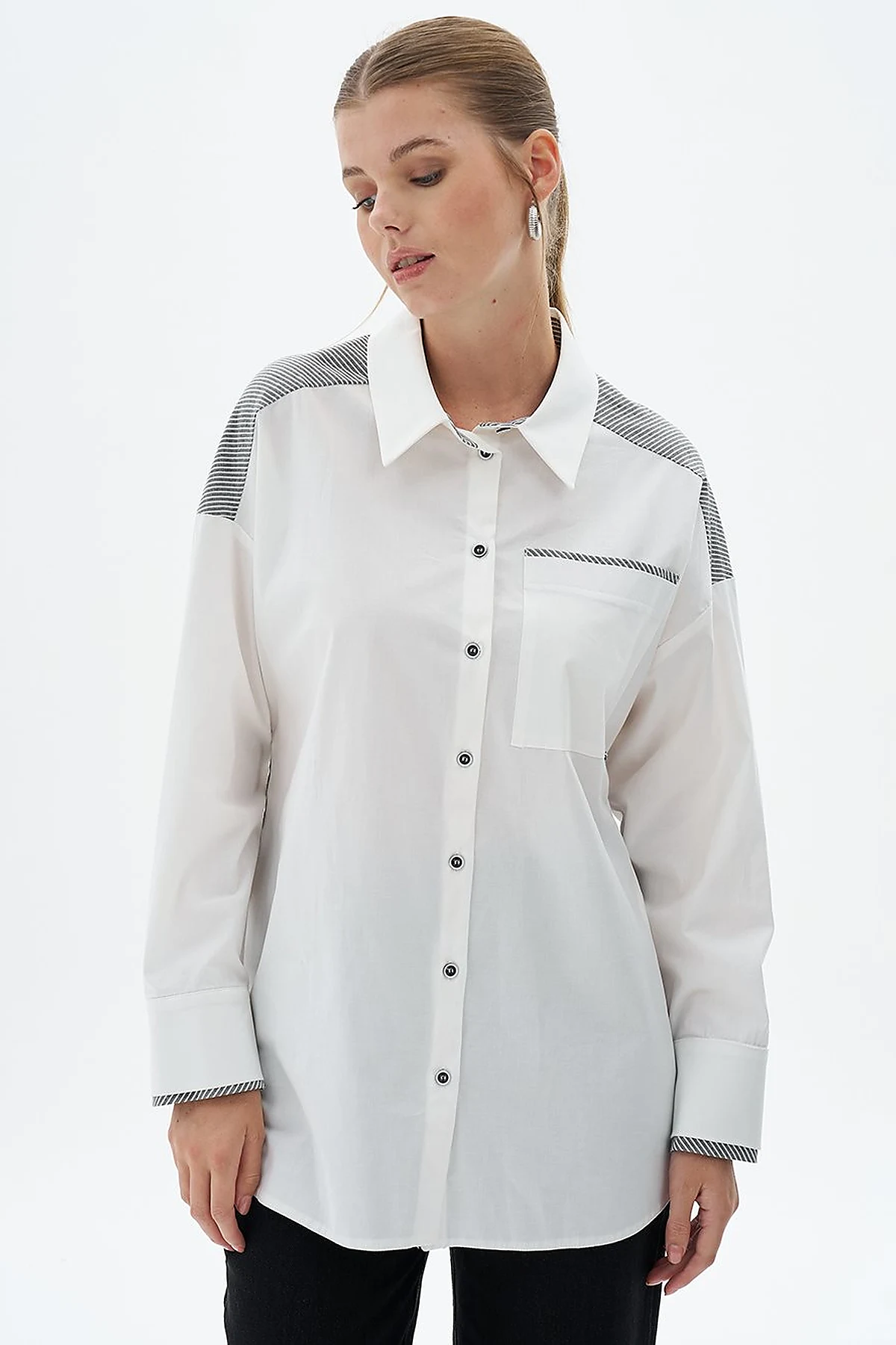 Wide Cuffed Cotton Tunic Optic White