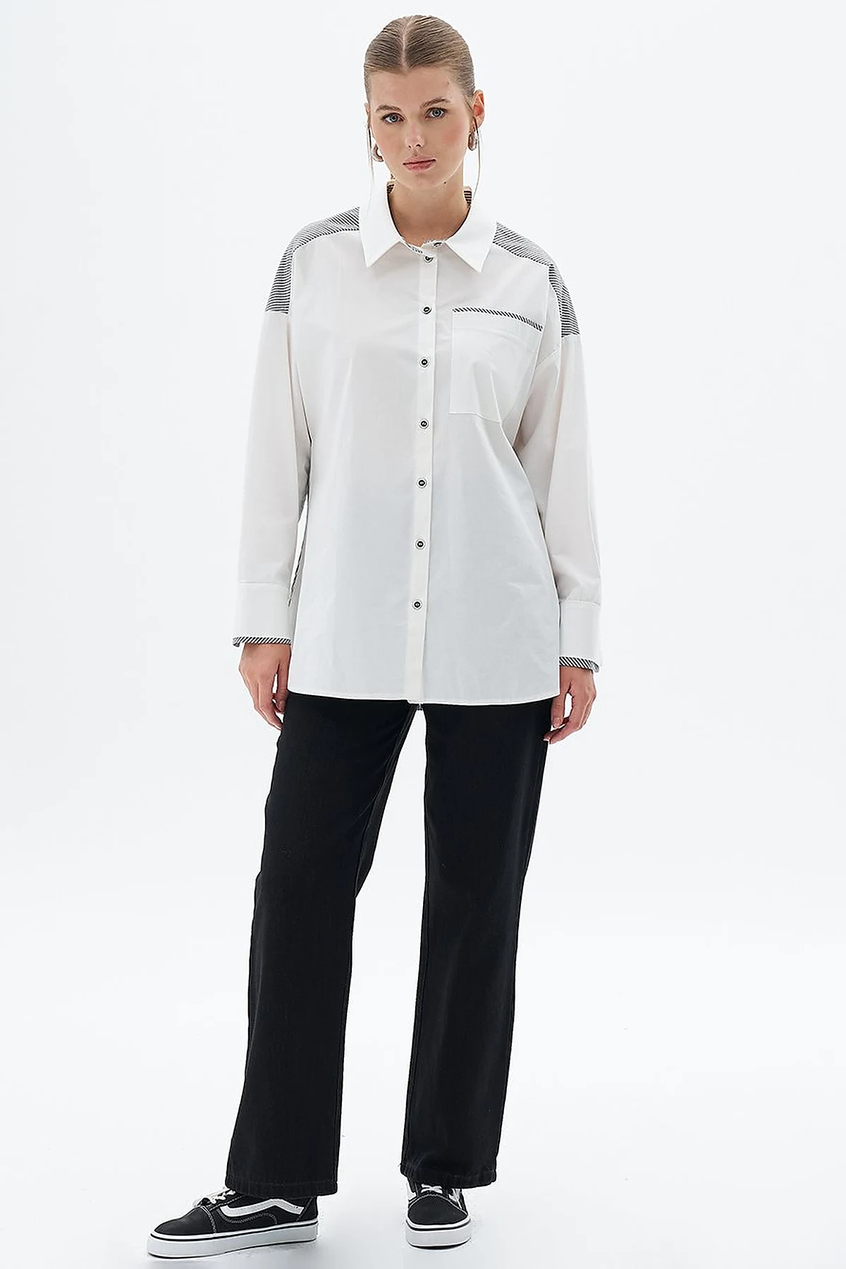 Wide Cuffed Cotton Tunic Optic White