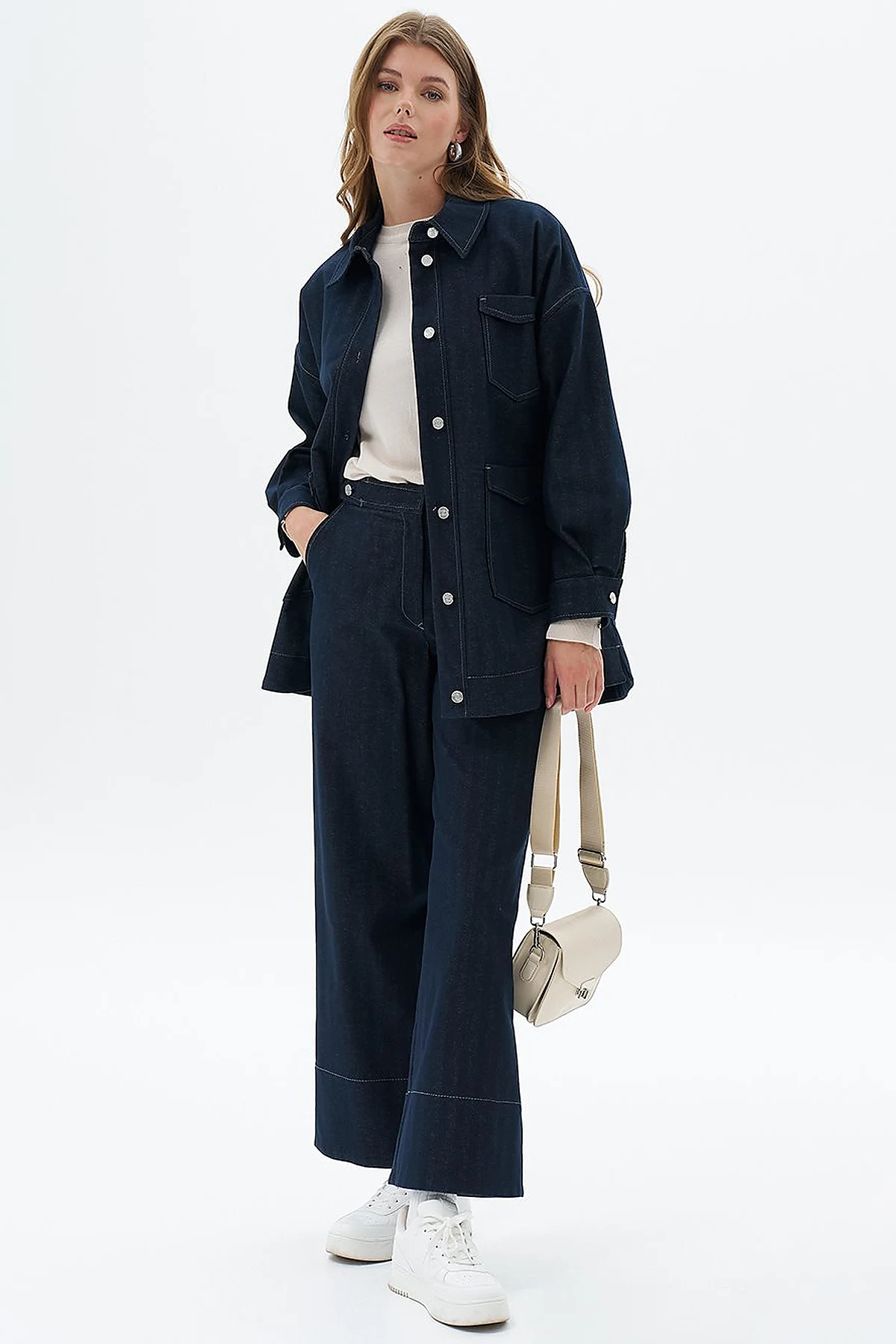 Punto Dikişli Denim Ceket Lacivert