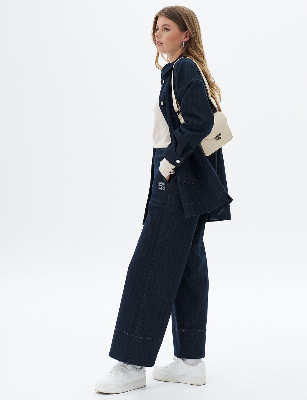 Punto Dikişli Denim Pantolon Lacivert
