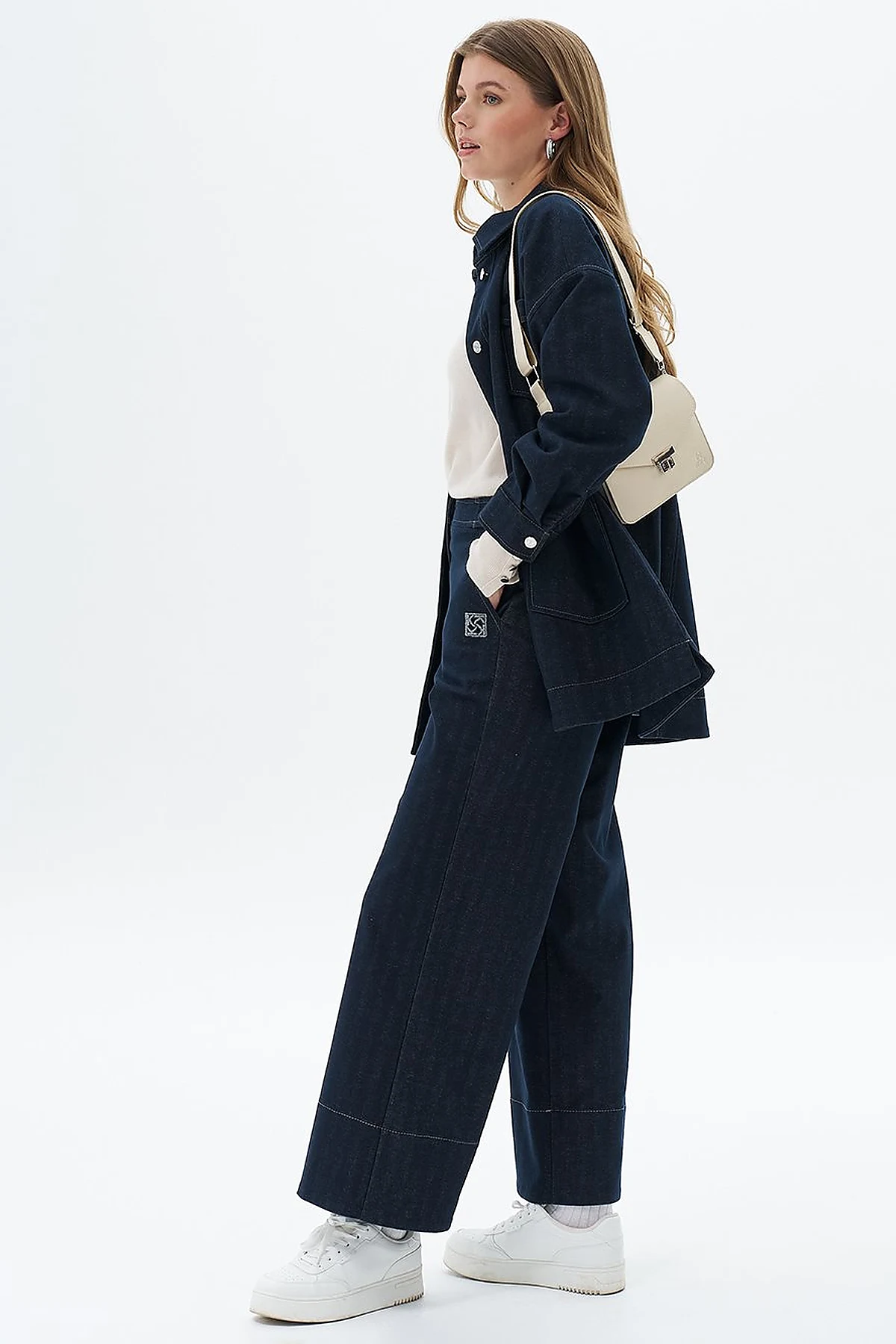 Punto Dikişli Denim Pantolon Lacivert