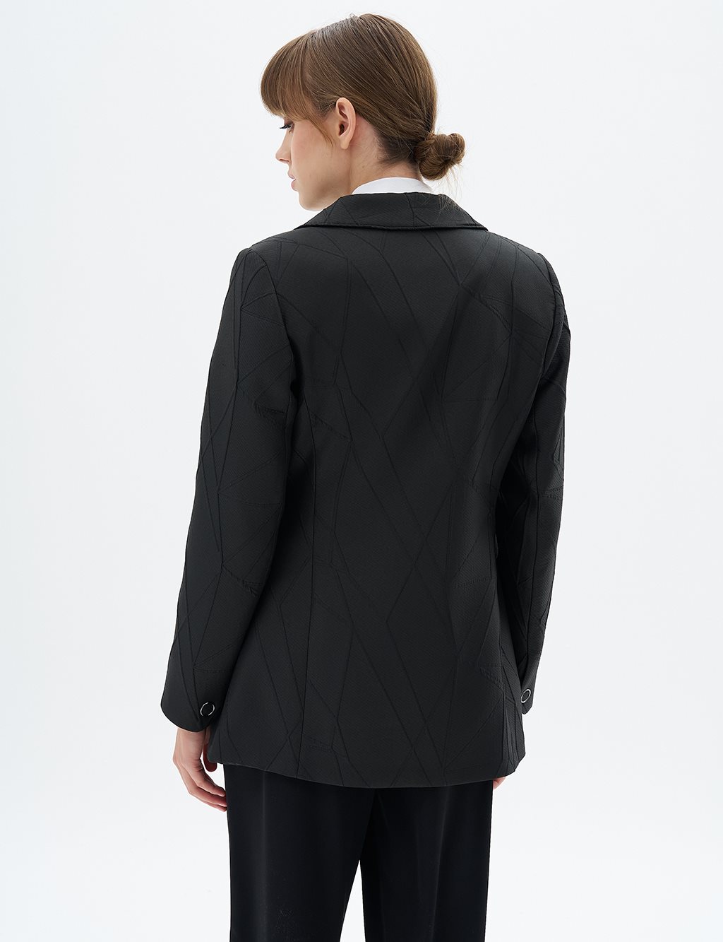 Flap Pocket Blazer Jacket in Black