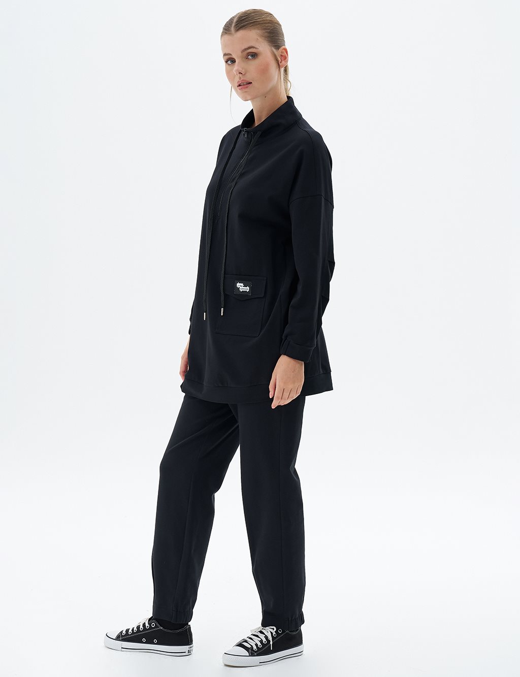 Pocket-Detail Two-Piece Set in Black