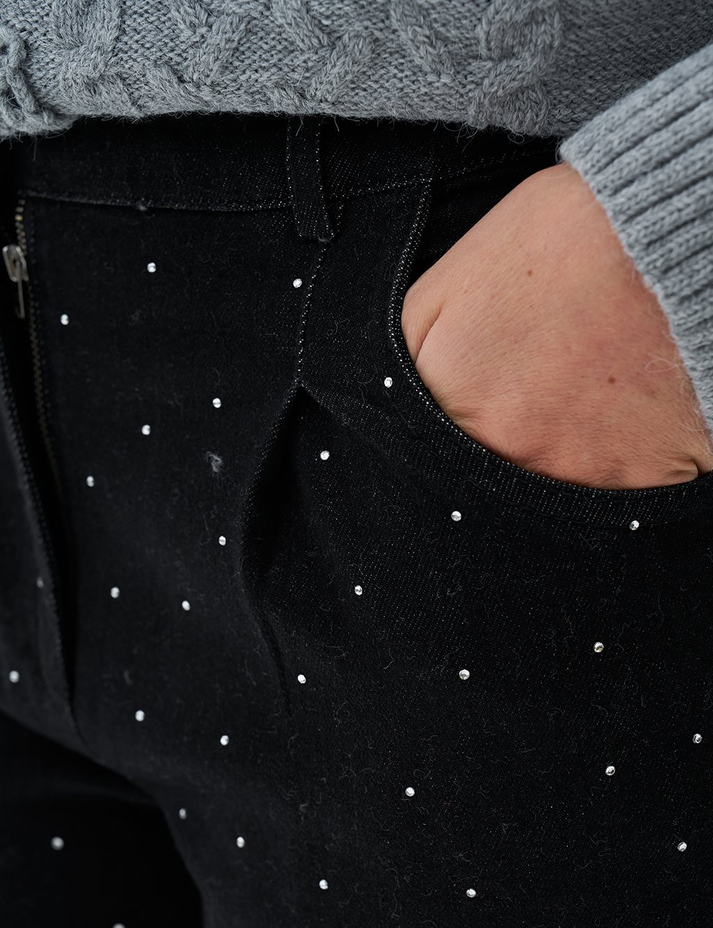 Hotfix Baskılı Denim Pantolon Siyah