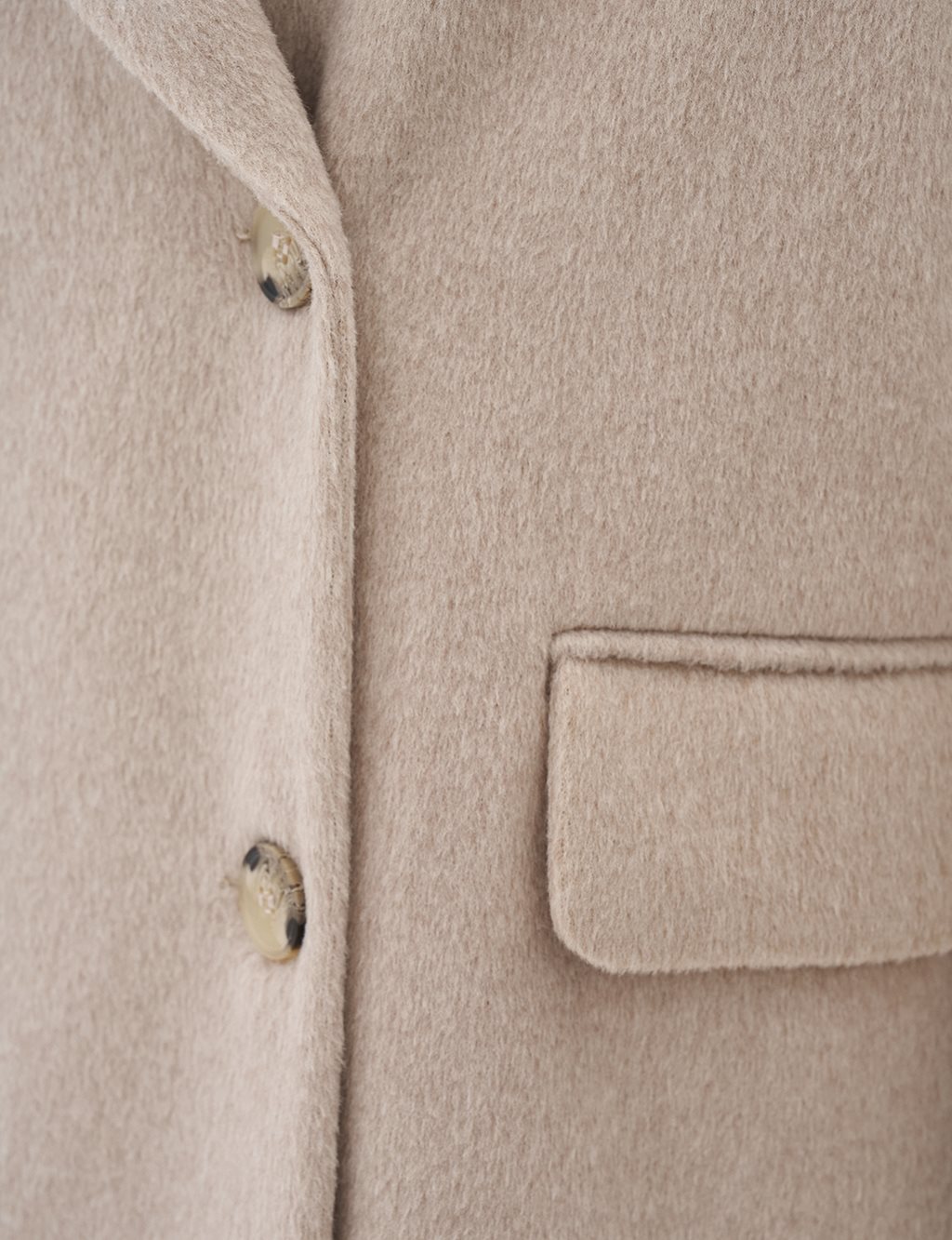 Cashmere Coat with Flap Pocket Stone