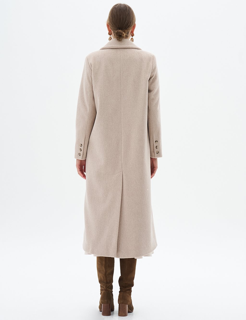 Cashmere Coat with Flap Pocket Stone