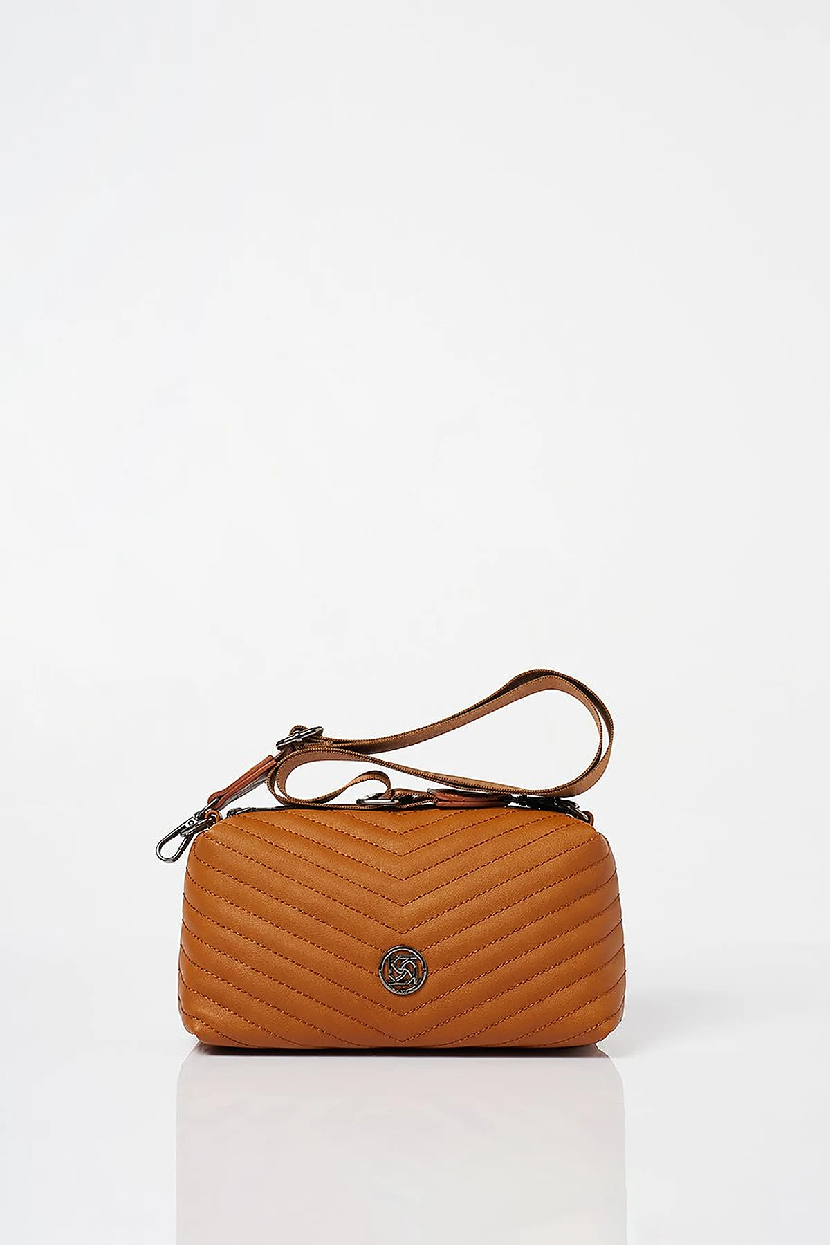Monogram Detailed Quilted Bag Camel