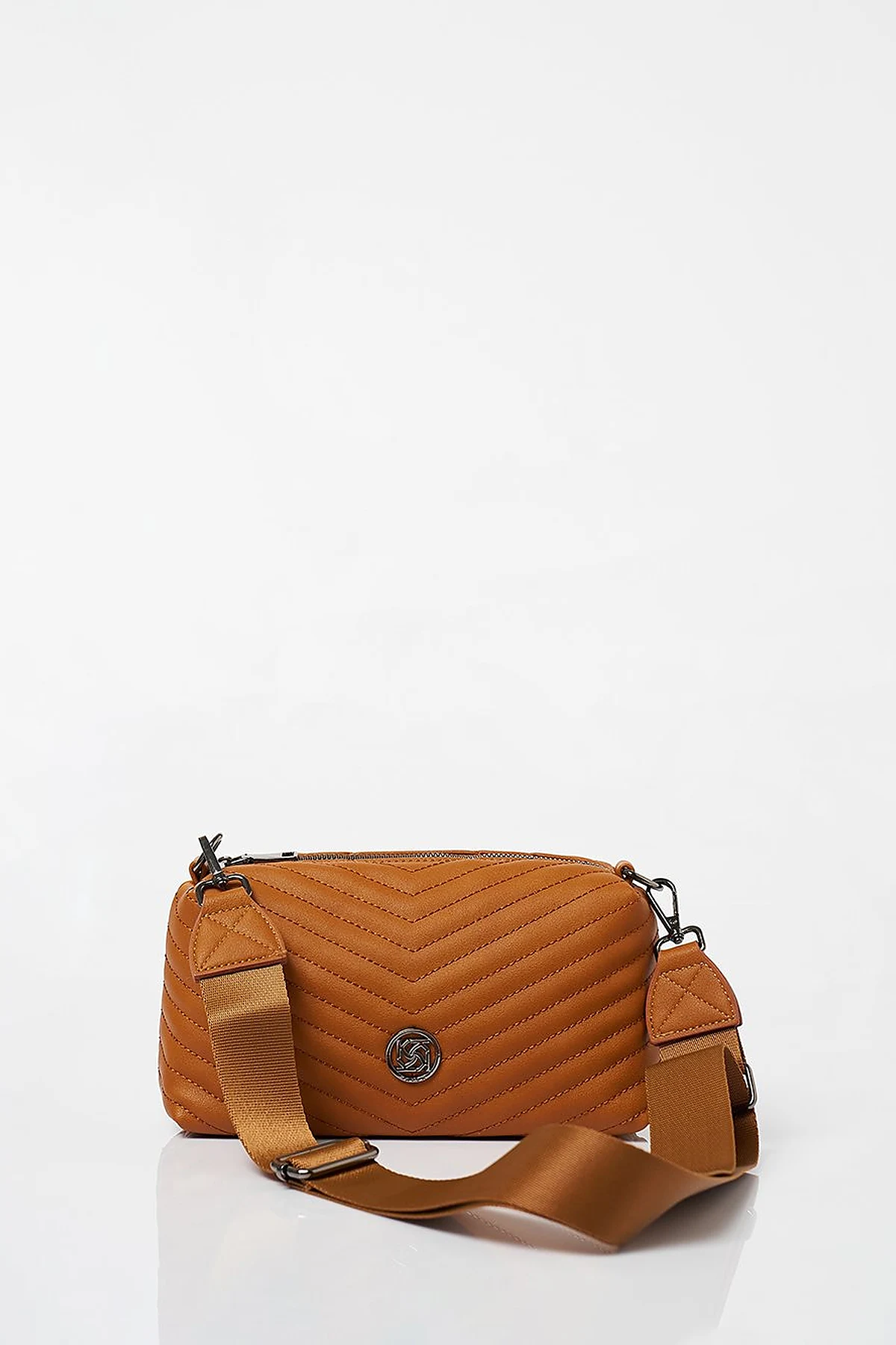 Monogram Detailed Quilted Bag Camel