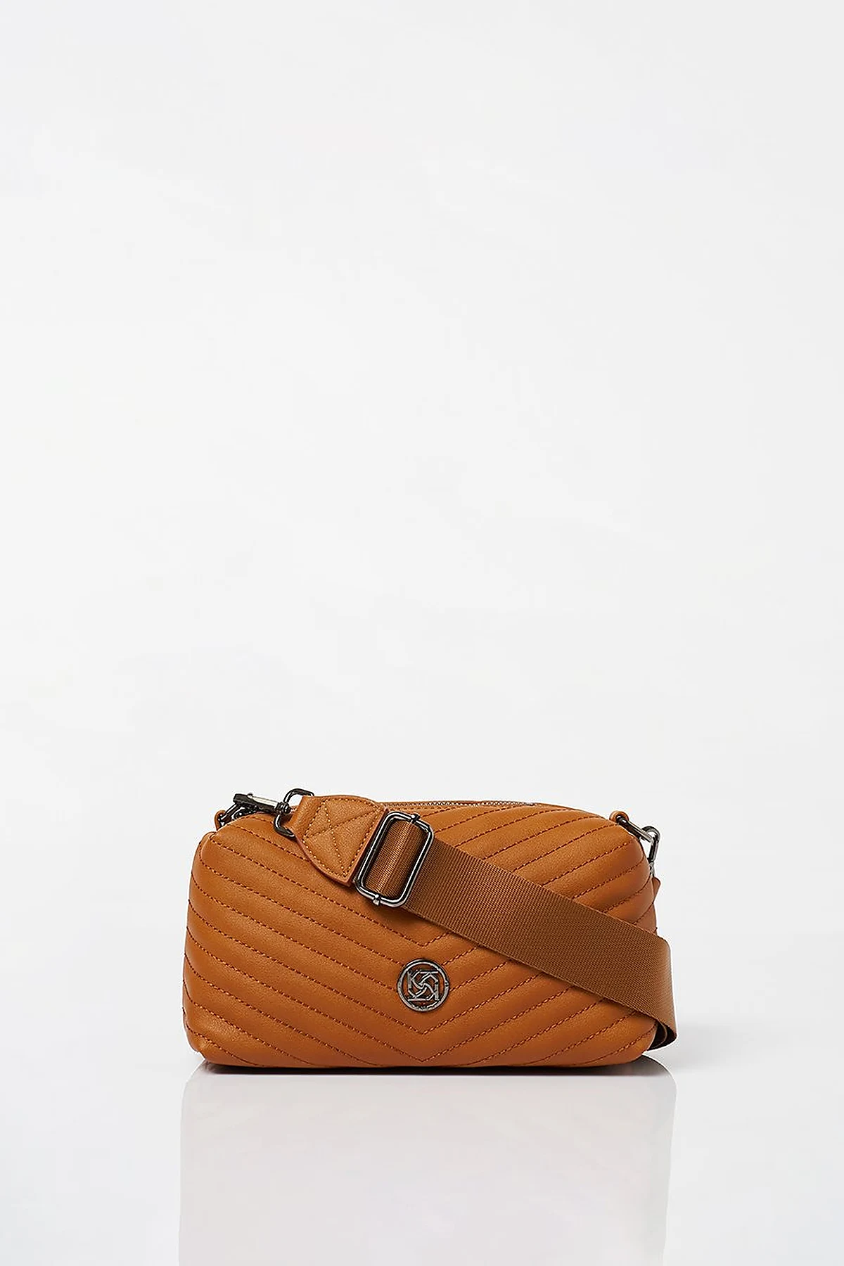 Monogram Detailed Quilted Bag Camel
