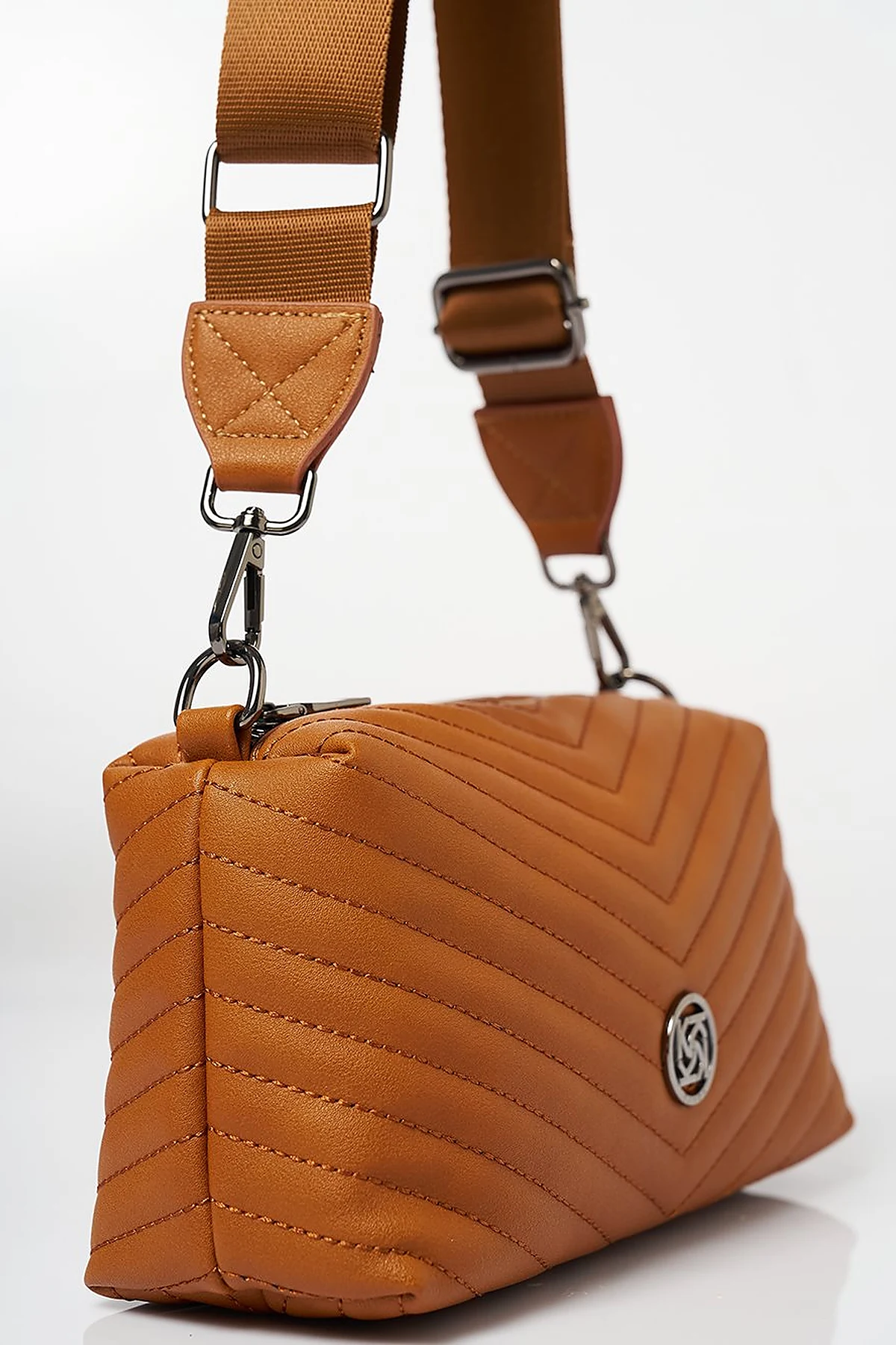 Monogram Detailed Quilted Bag Camel