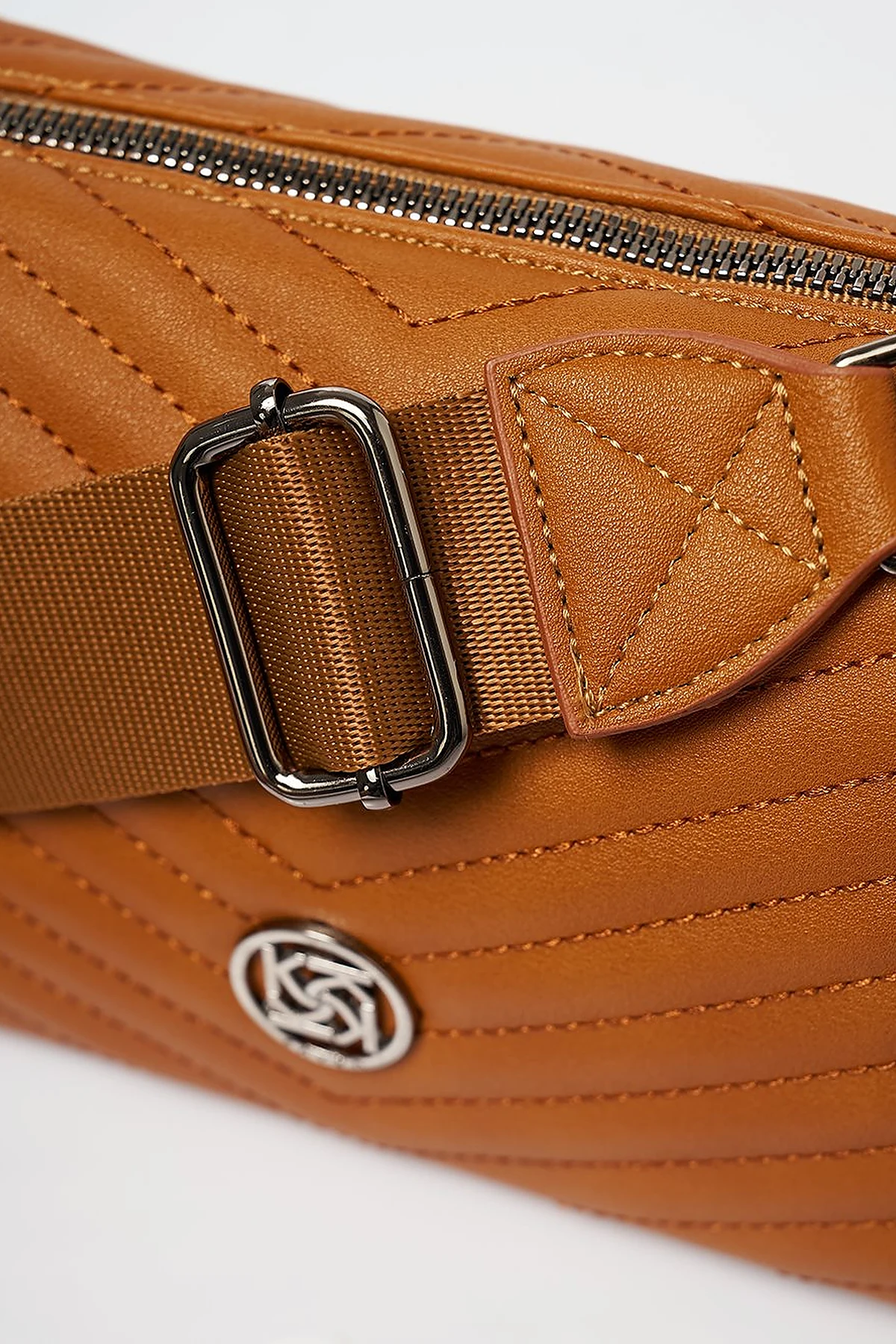 Monogram Detailed Quilted Bag Camel
