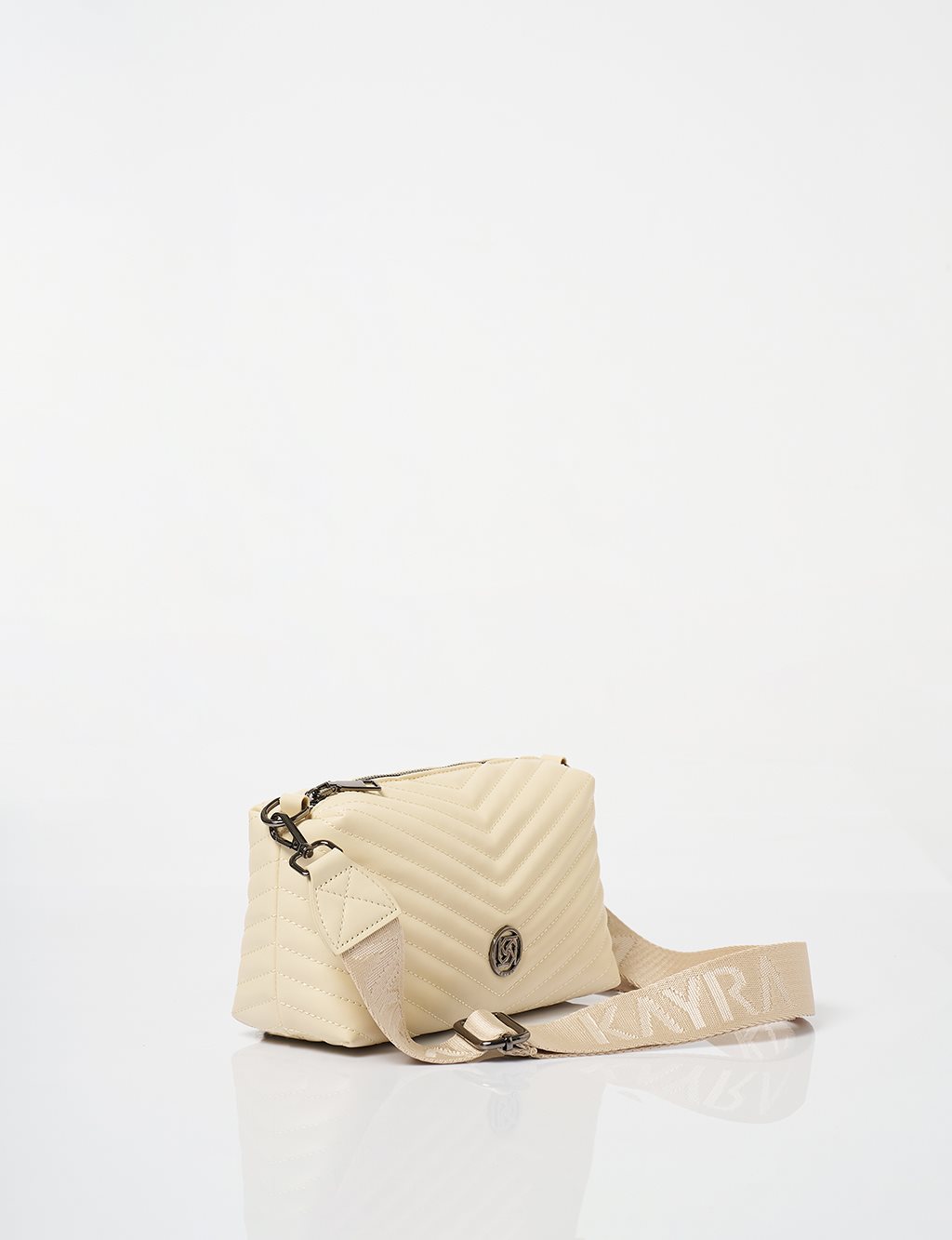 Monogram Detailed Quilted Bag Cream