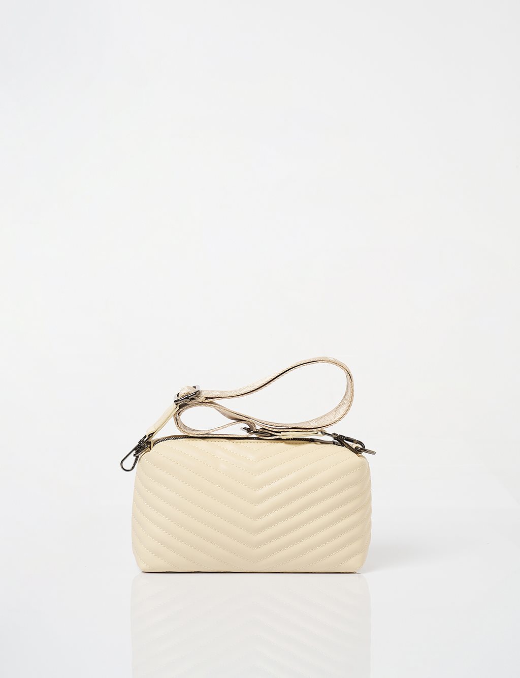 Monogram Detailed Quilted Bag Cream