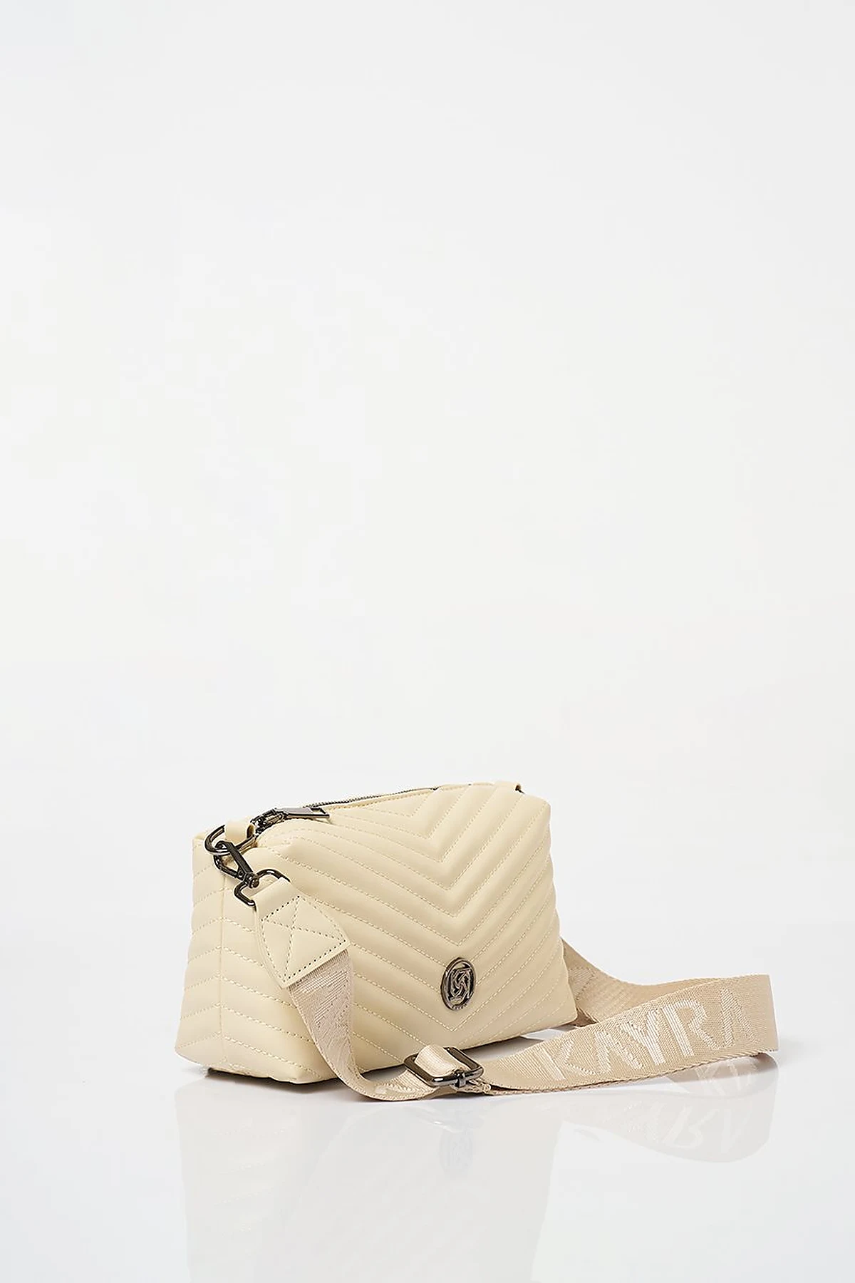 Monogram Detailed Quilted Bag Cream