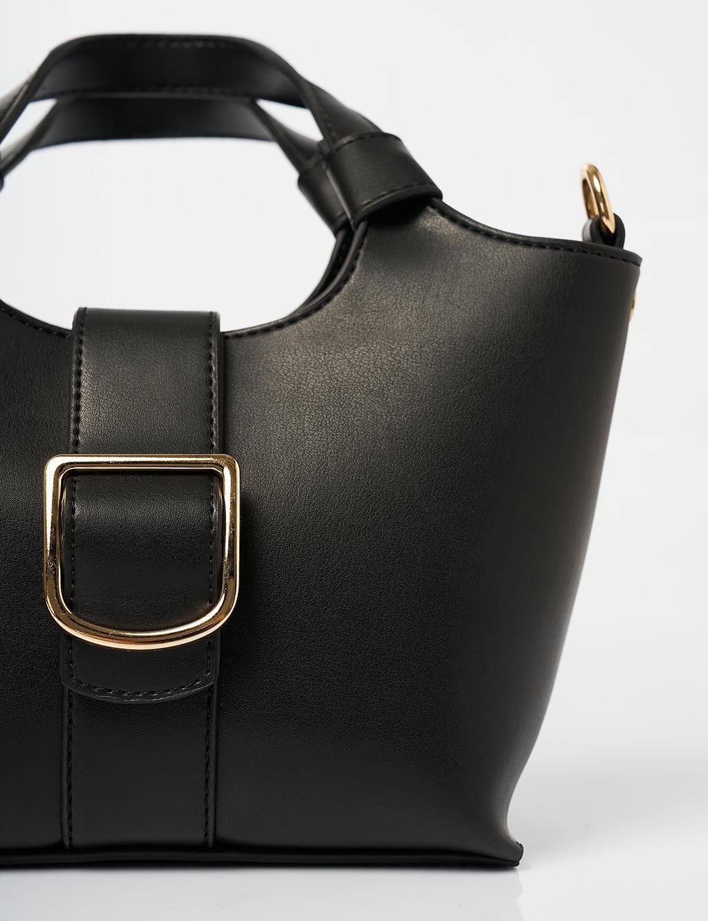 Buckle Detailed Tote Handbag Black