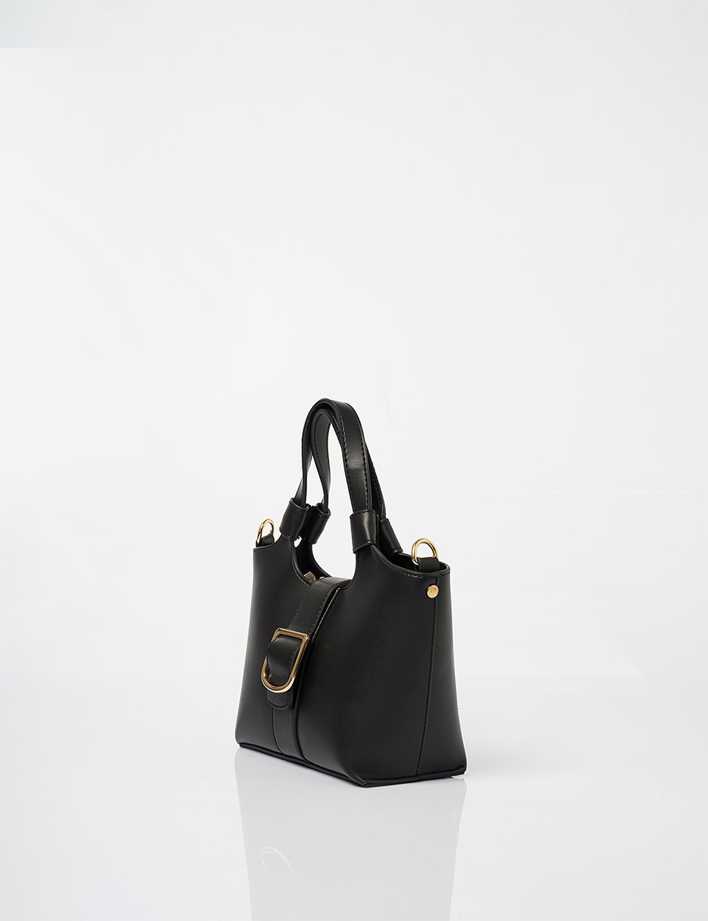 Buckle Detailed Tote Handbag Black