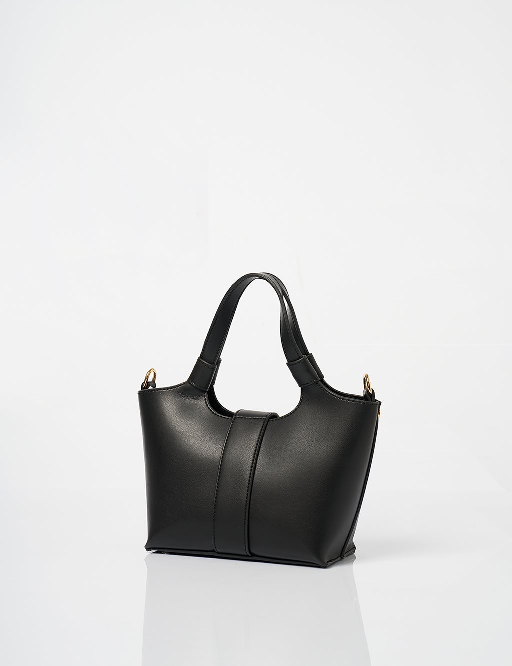 Buckle Detailed Tote Handbag Black