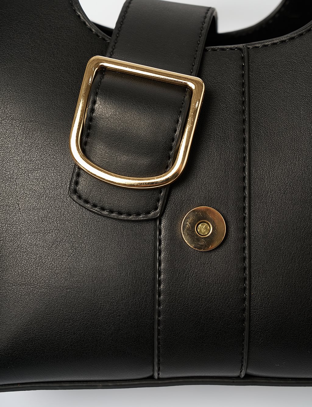 Buckle Detailed Tote Handbag Black