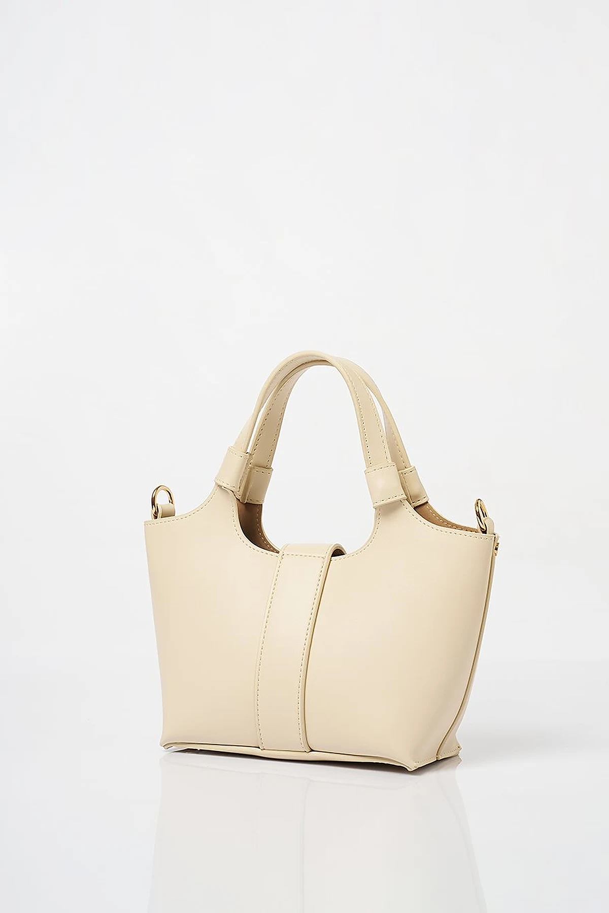 Buckle Detailed Tote Handbag Stone