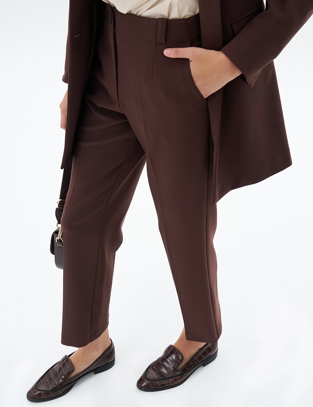 Flap Pocket Two Piece Suit Dark Coffee