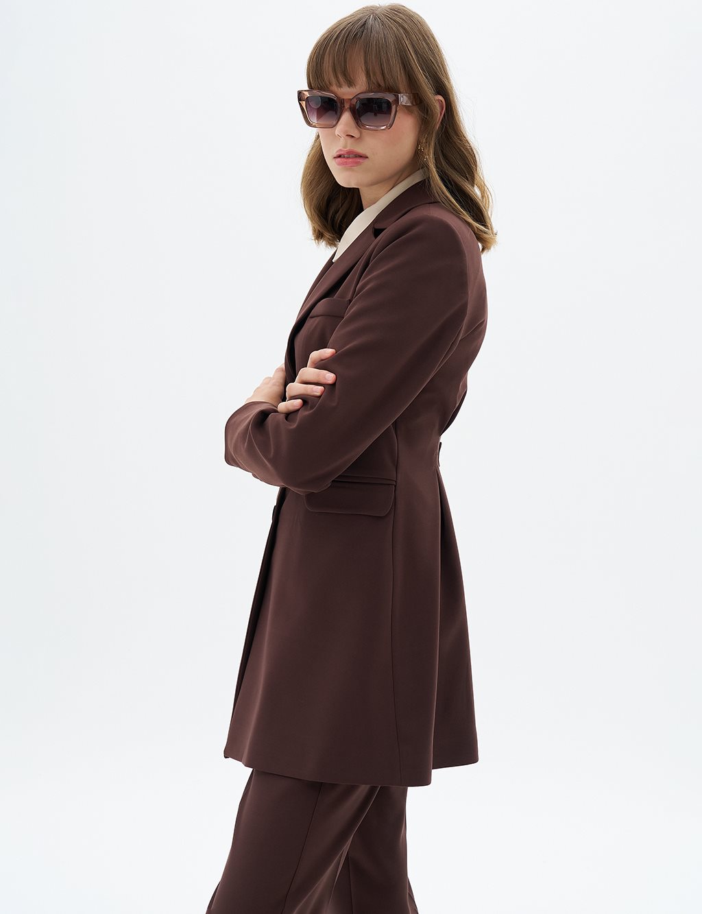 Flap Pocket Two Piece Suit Dark Coffee