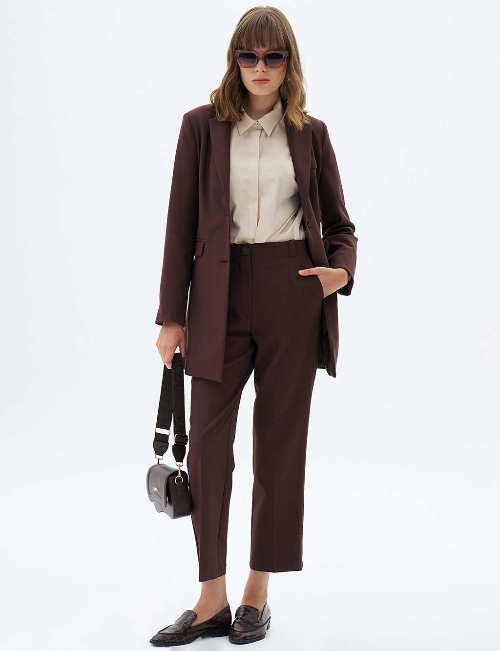 Flap Pocket Two Piece Suit Dark Coffee