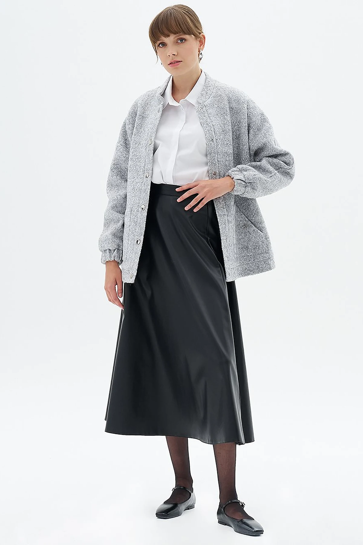 High Waist Faux Leather Skirt Black