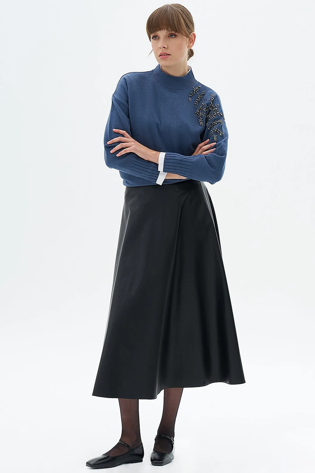 High Waist Faux Leather Skirt Black