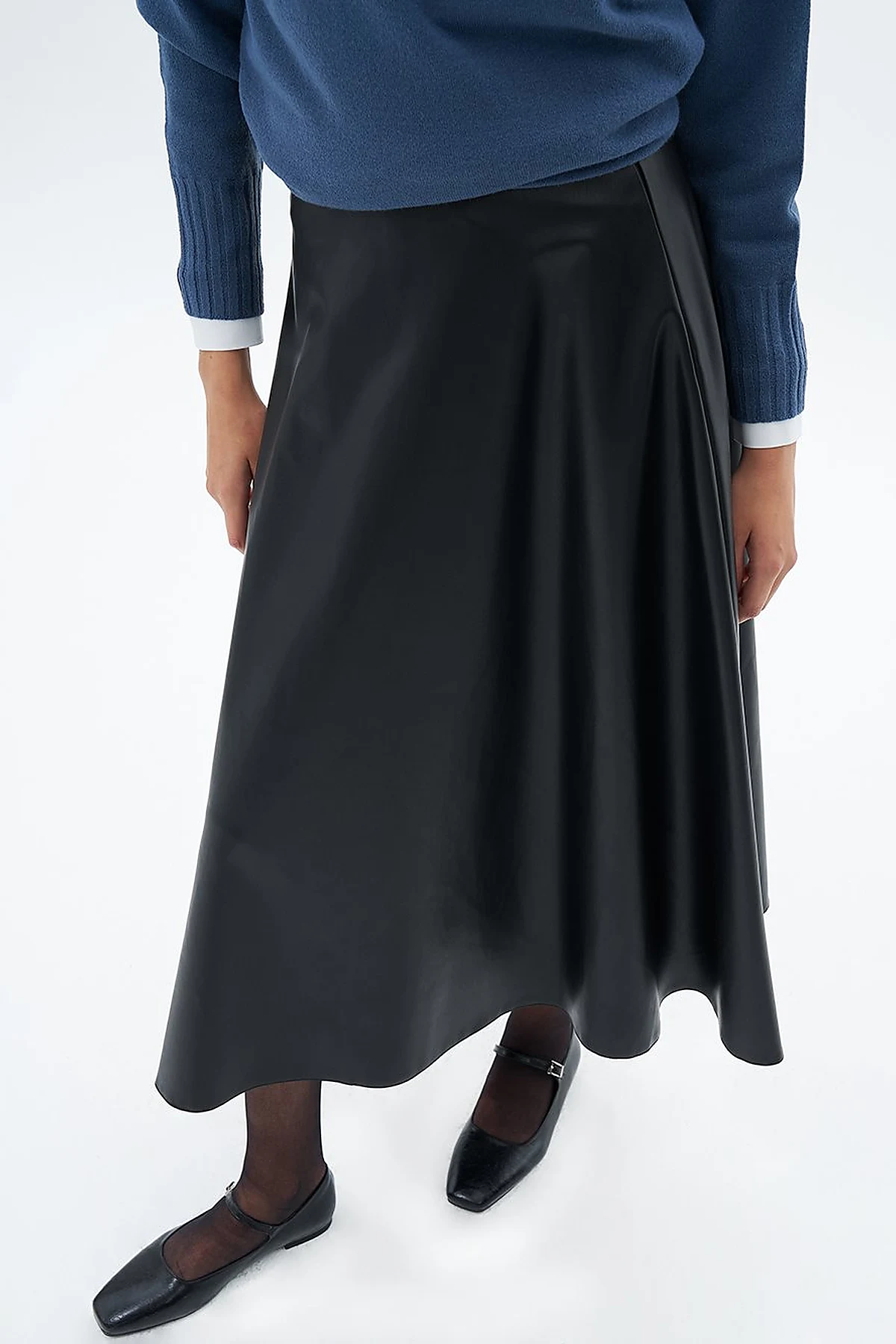 High Waist Faux Leather Skirt Black