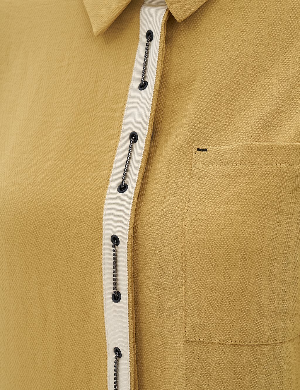 Shirt Collar Tunic with Bird's Eye Detail Mustard