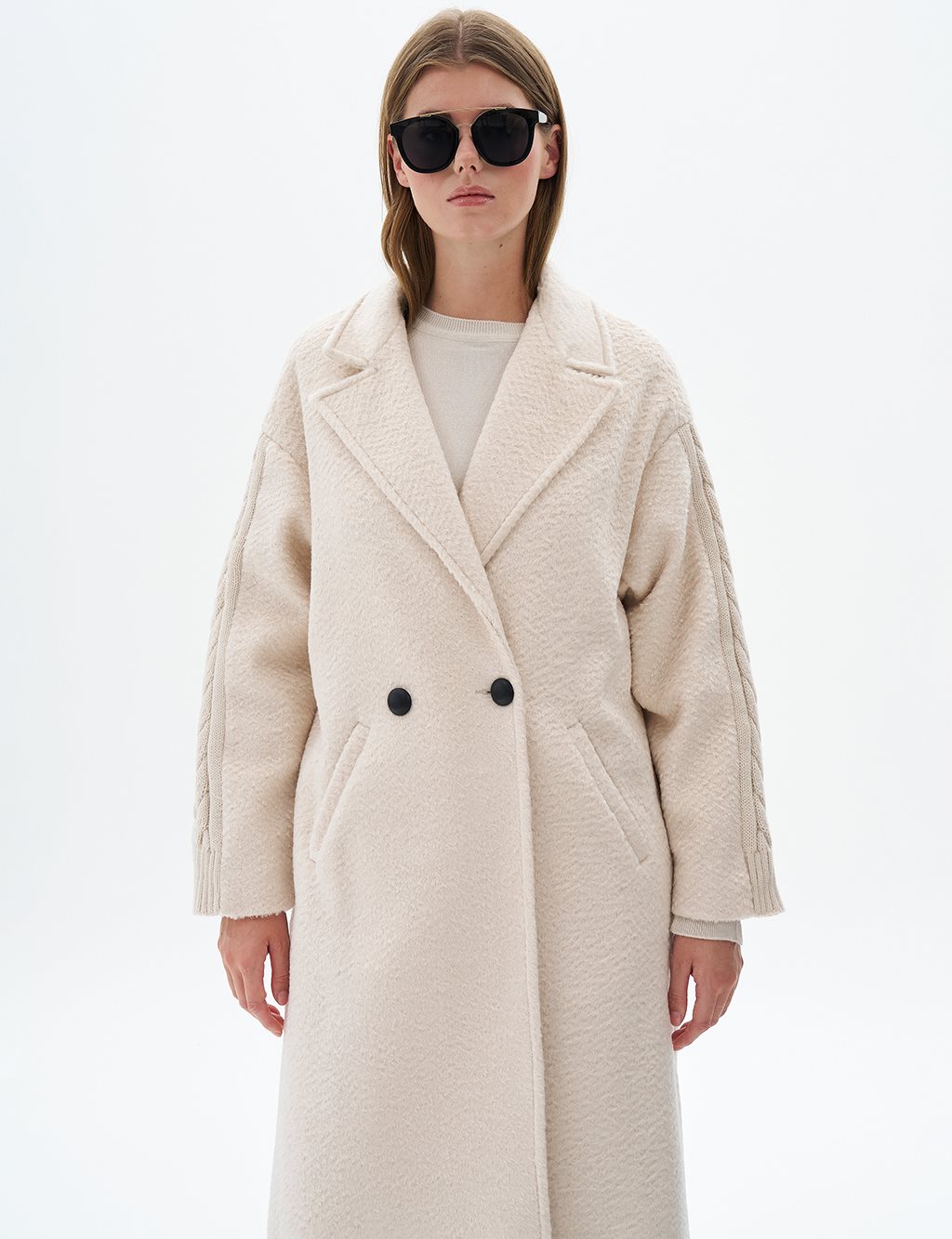 Knitwear Mixed Cashmere Coat Sand Beige