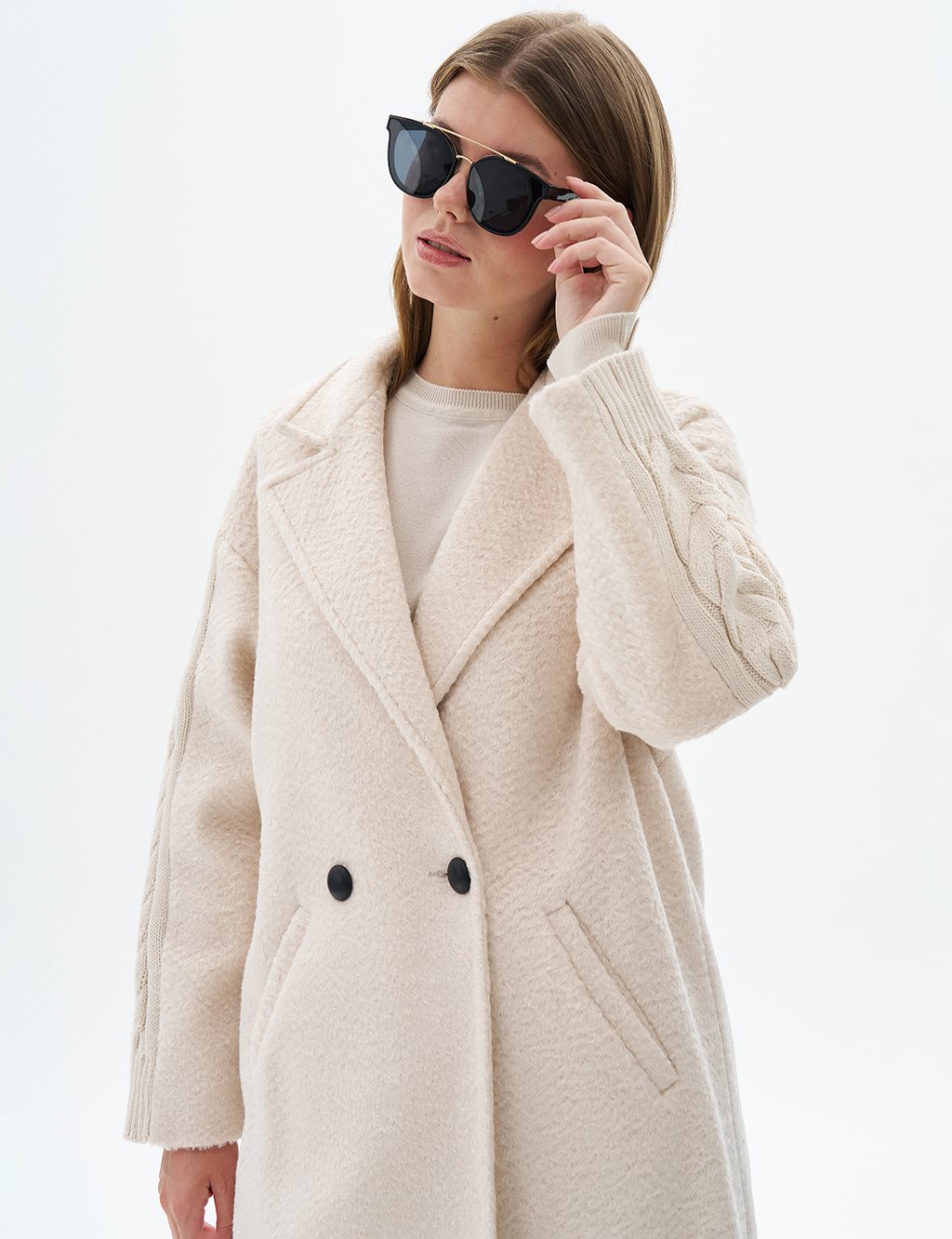 Knitwear Mixed Cashmere Coat Sand Beige