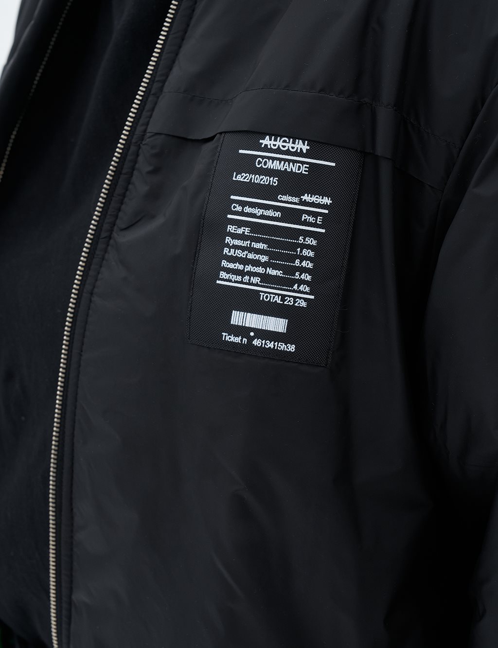Jacket with Slogan and Zipper Detail Black