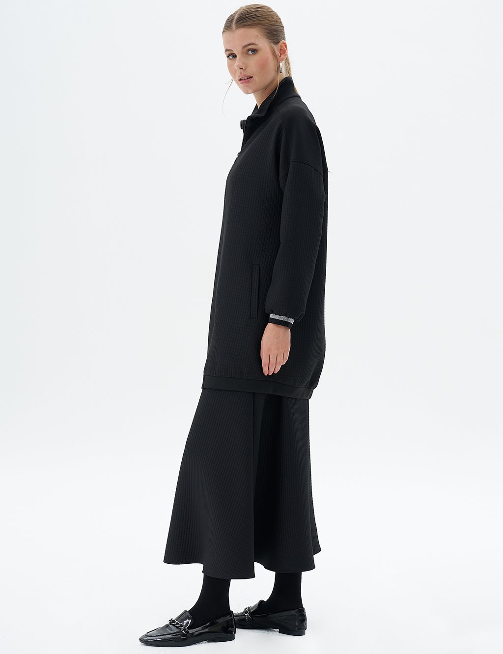 Quilted Fabric Detailed Jacket Black