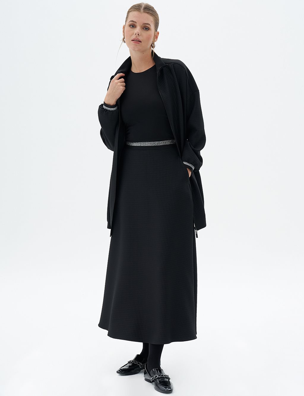 Quilted Fabric Detailed Jacket Black