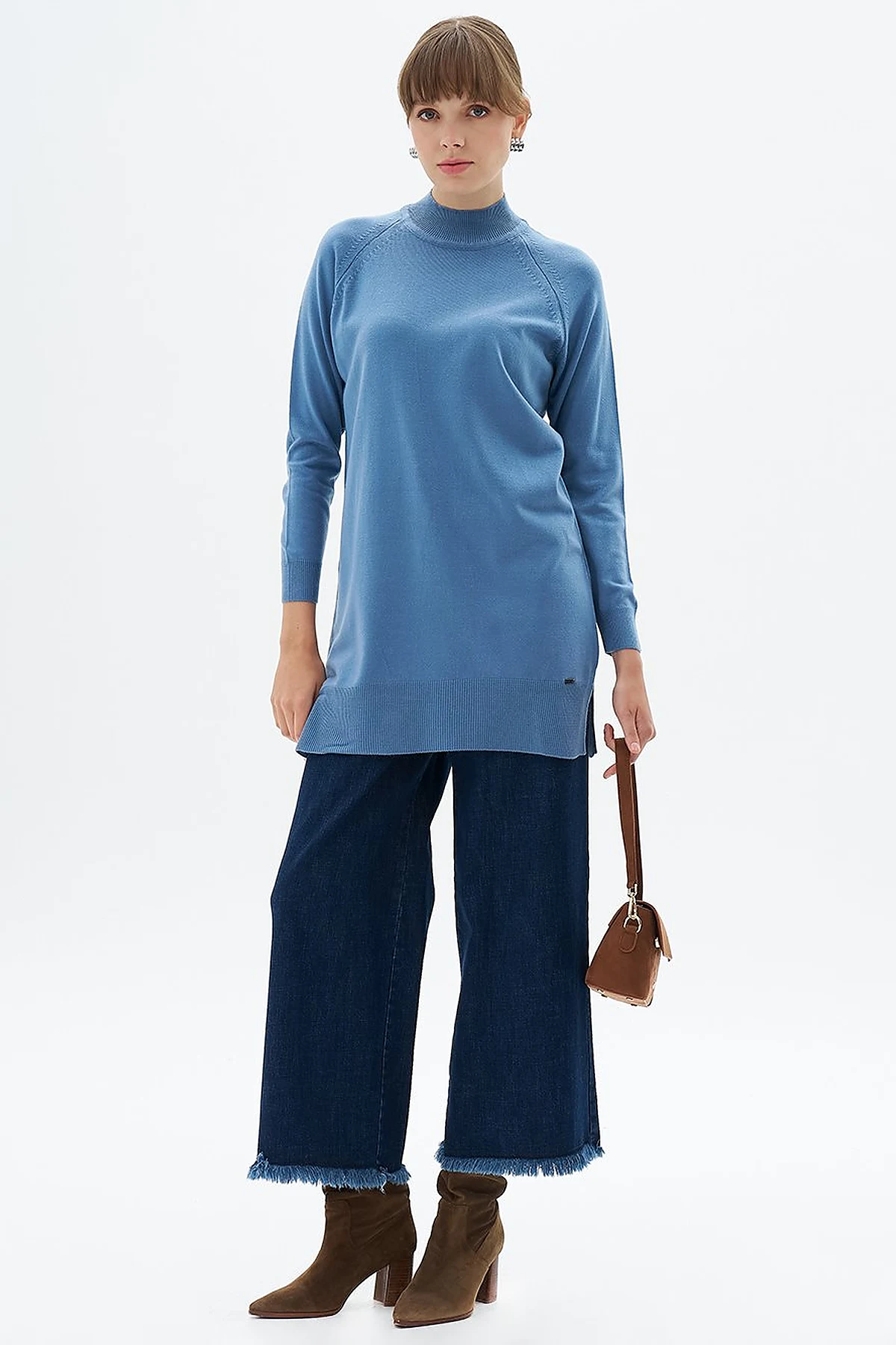 Denim Pants with Tassels on Legs Navy Blue