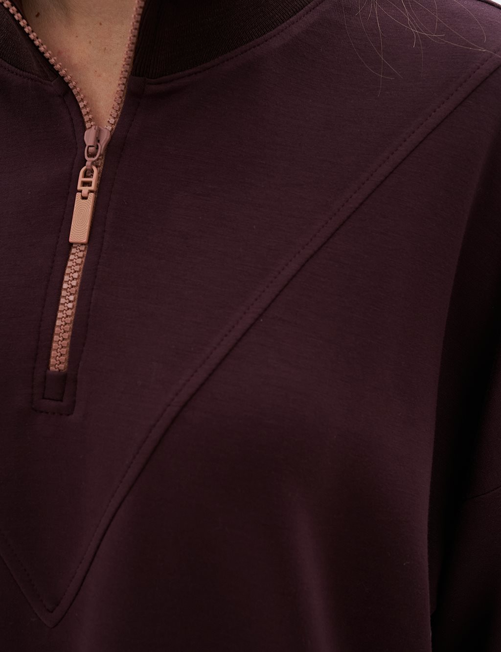 Scuba Sweatshirt with Stitching Detail Dark Burgundy