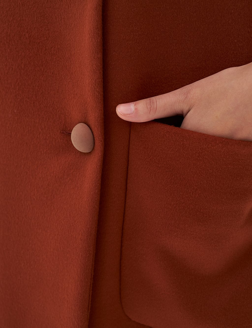 Three Quarter Sleeve Cashmere Coat Brick Red