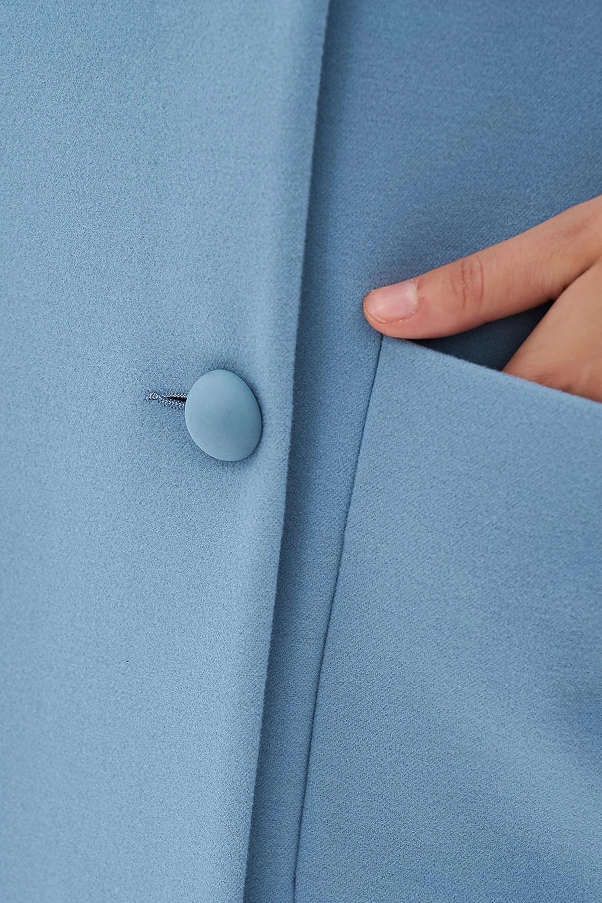 Three Quarter Sleeve Cashmere Coat Blue