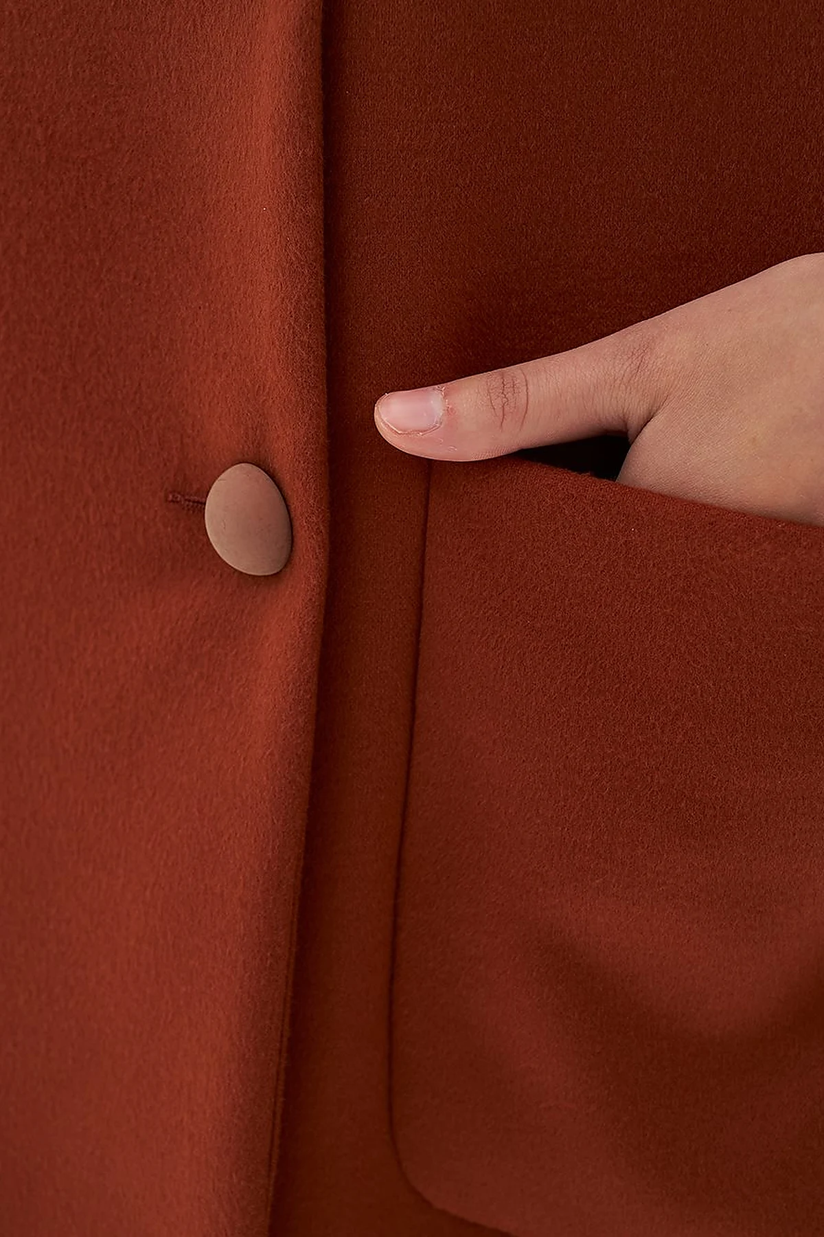 Three Quarter Sleeve Cashmere Coat Brick Red