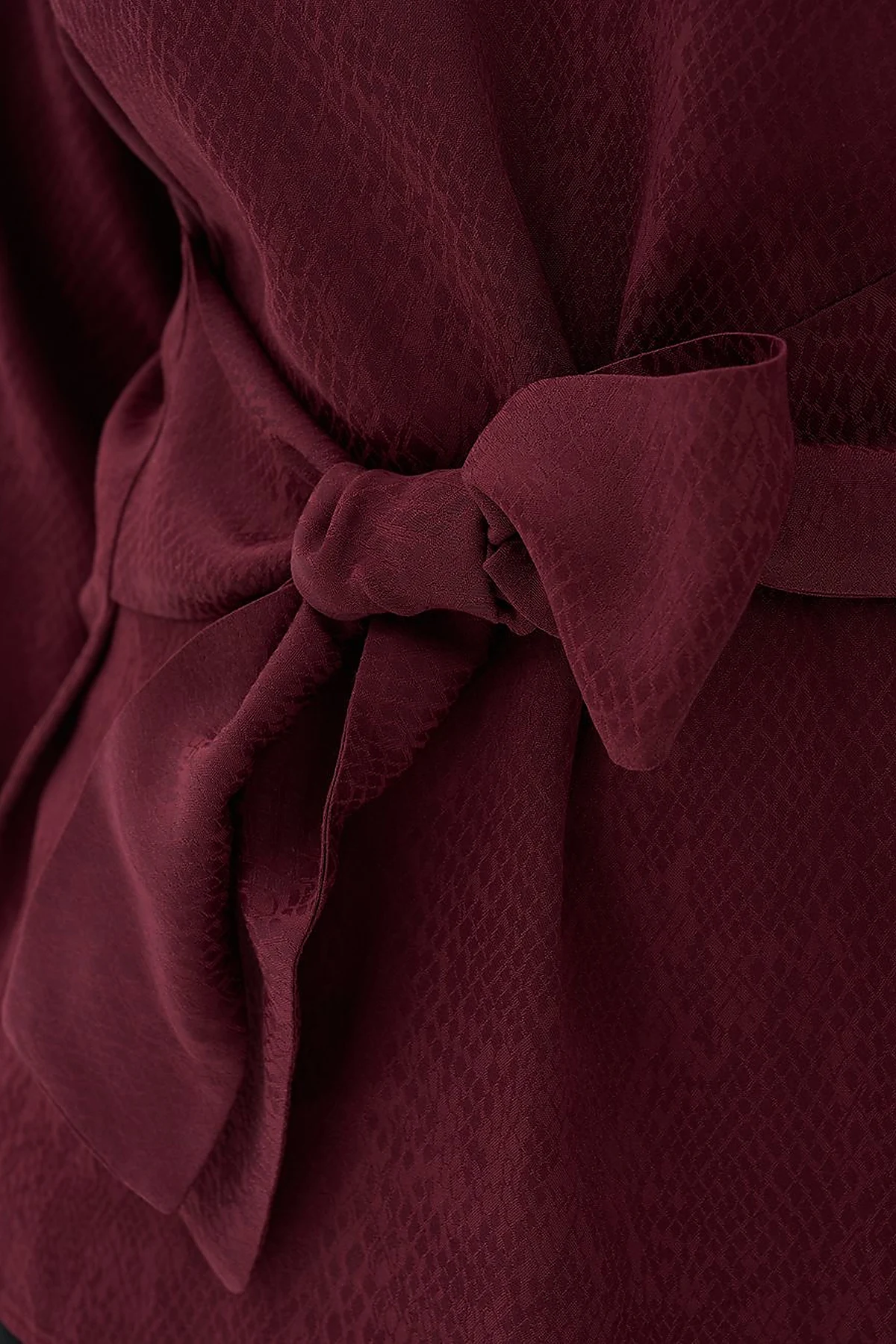 Belted Zero Collar Blouse Claret Red