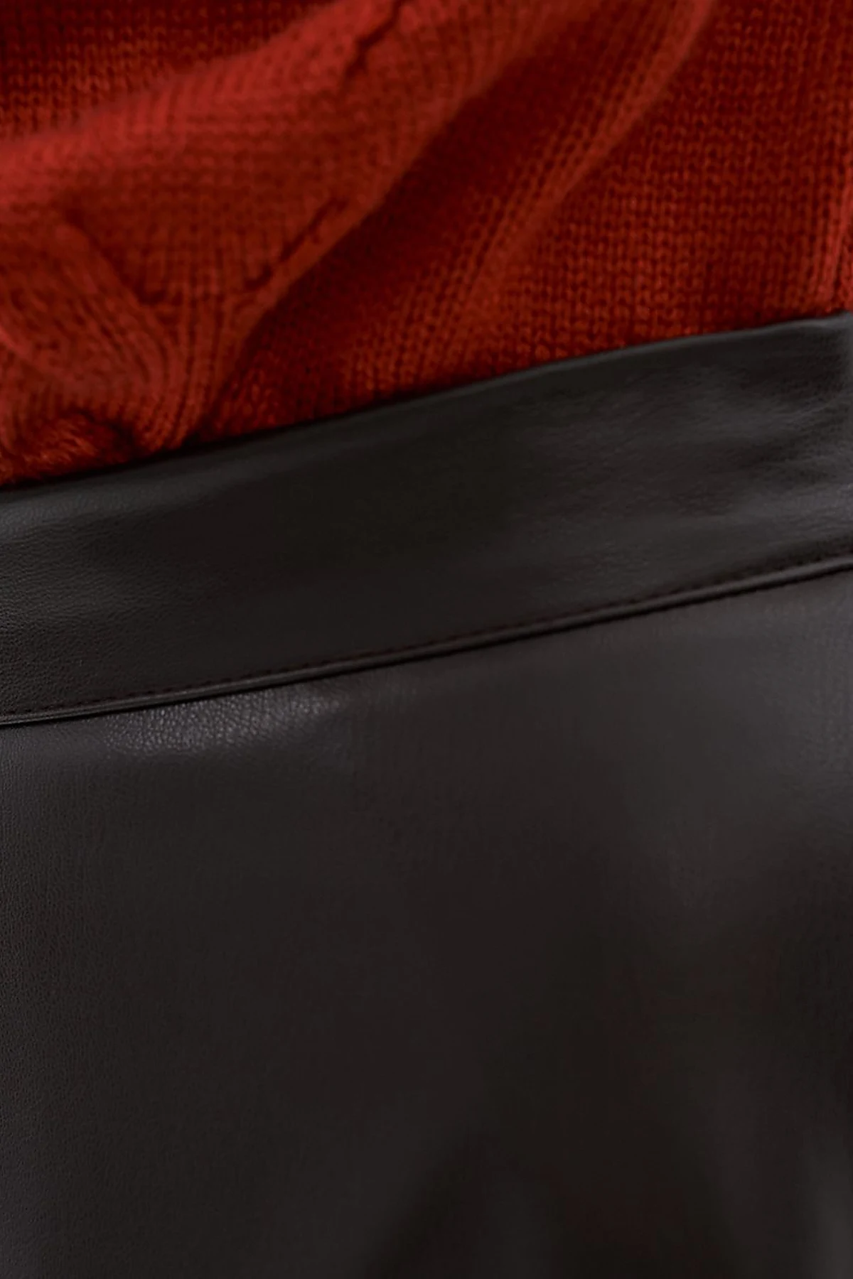 High Waist Faux Leather Skirt Bitter Coffee